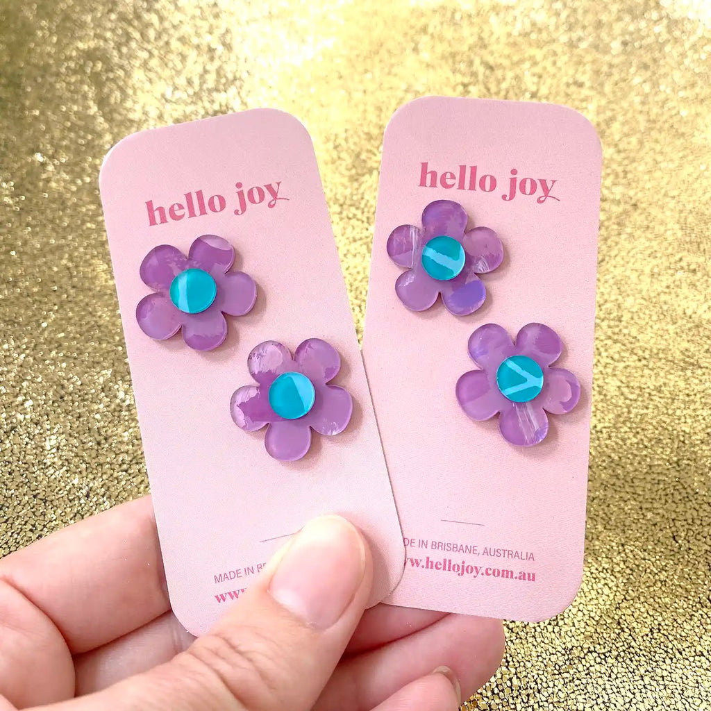 FLOWER STUD // Lilac and Aqua - Hello Joy Accessories