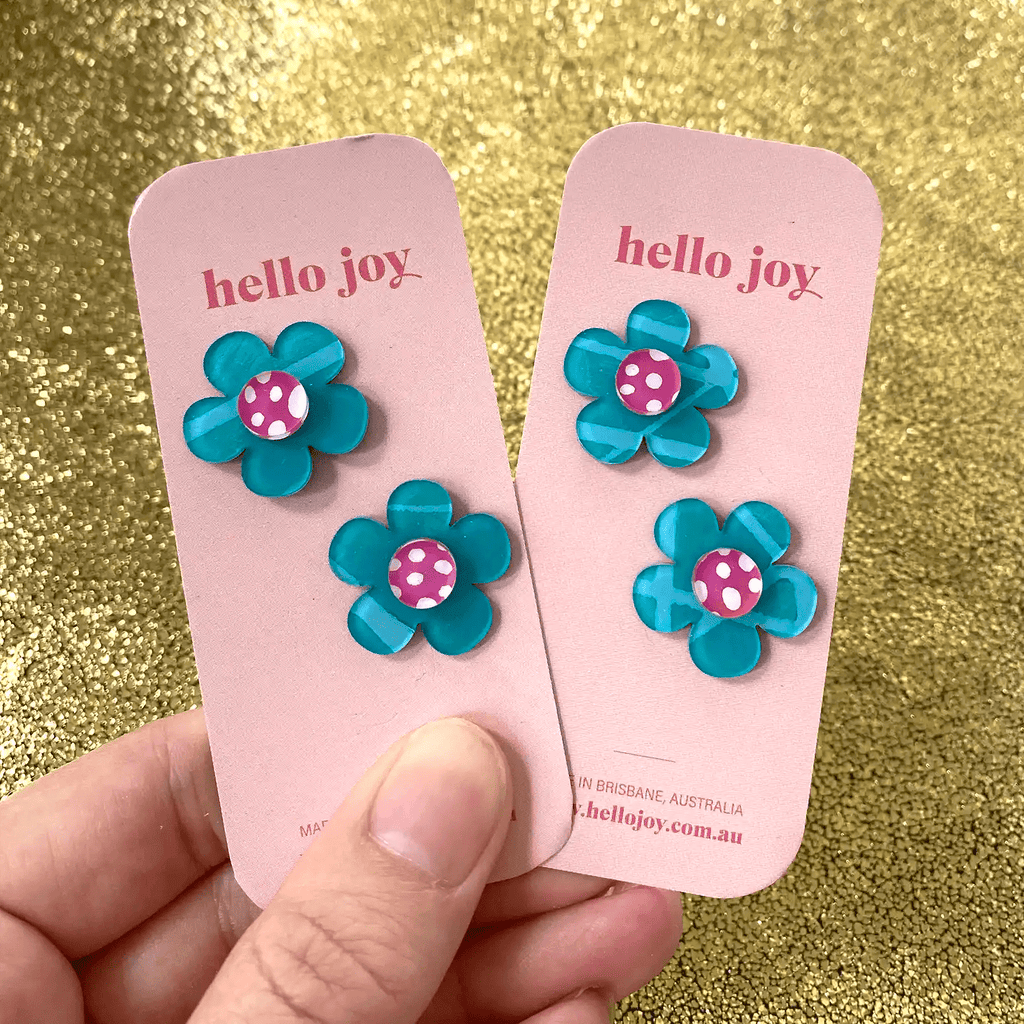 FLOWER STUD // Aqua - Hello Joy Accessories