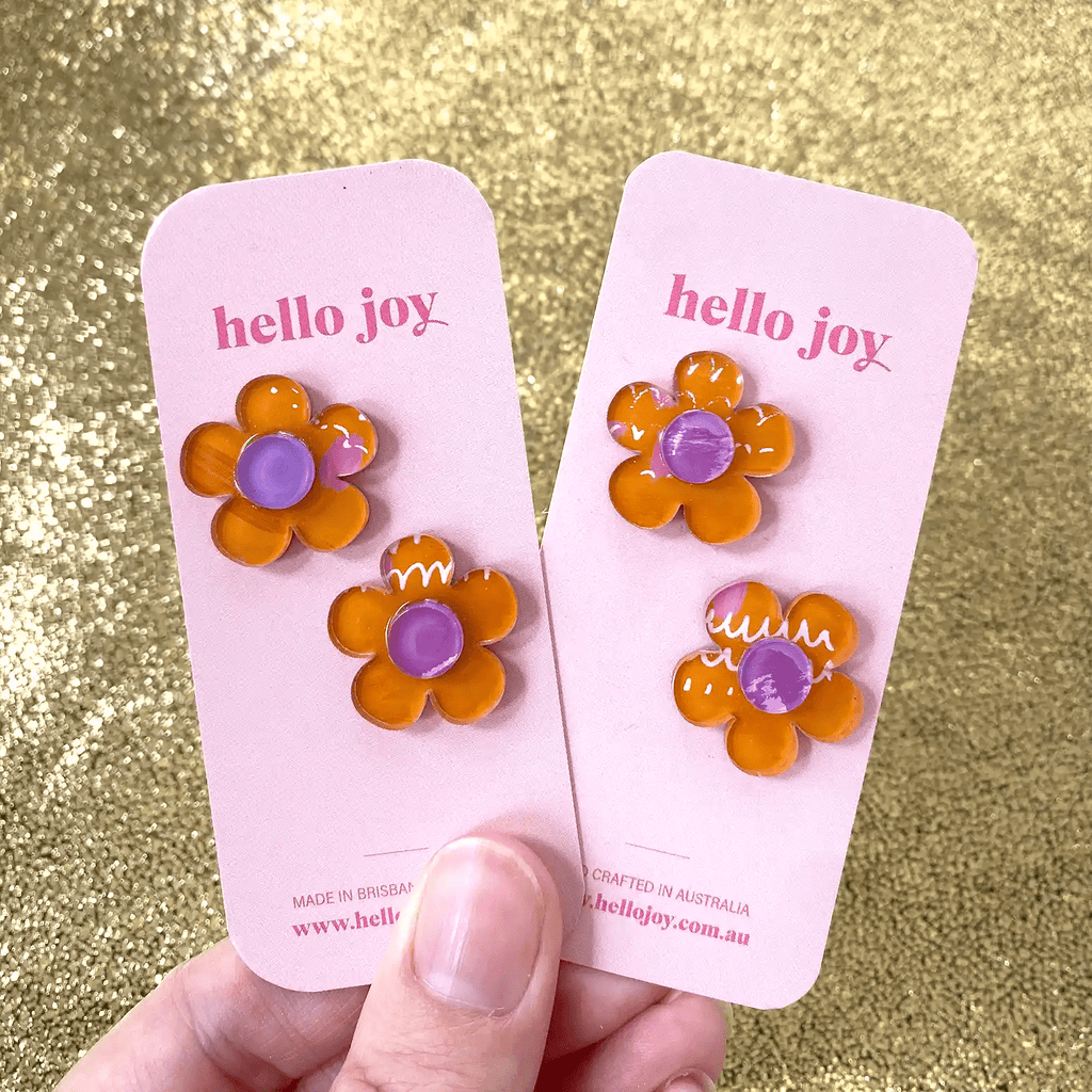 FLOWER STUD // Mustard and Lilac - Hello Joy Accessories