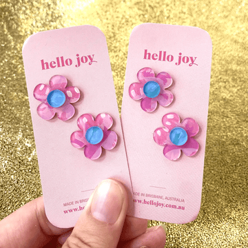 FLOWER STUD // Soft Pink and Blue - Hello Joy Accessories