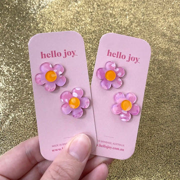 FLOWER STUD // Soft Pink and Yellow - Hello Joy Accessories